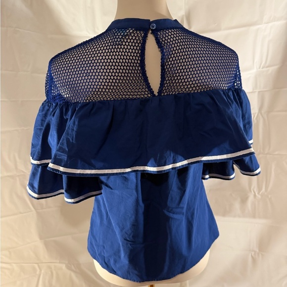 Belle Sky Blue Mesh Ruffle Top - Picture 2 of 5
